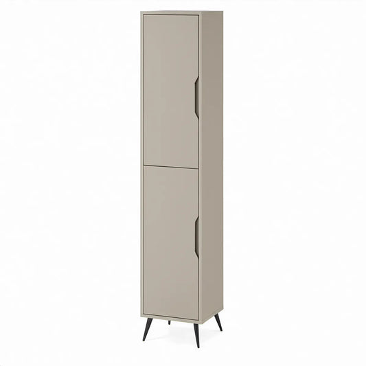 Højt skab med 2 låger i beige og sort, 40 x 35 x 180 cm
